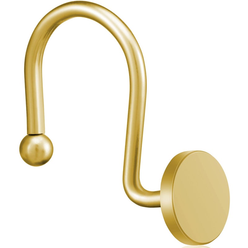 ZESLMG Shower Curtain Hooks, Gold Shower Curtain Rings Rustproof Metal Round Decorative Shower Hooks Rings for Bathroom Shower Rods Curtains, Set of 12 Heavy Duty Solid Hooks - Image 1